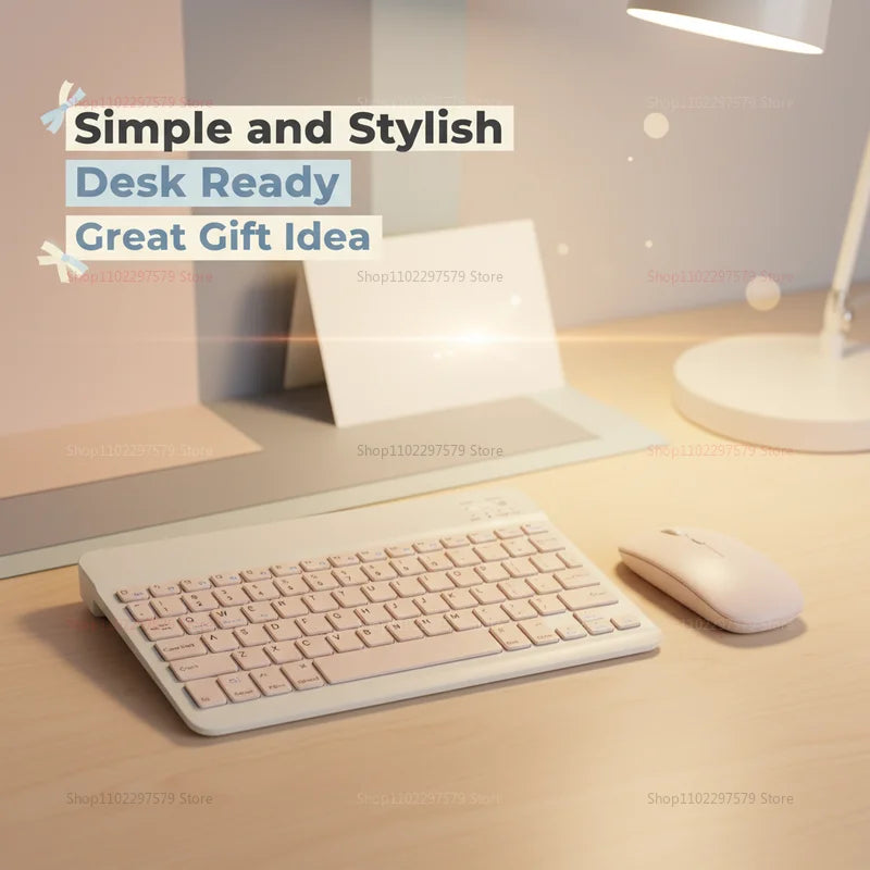 Mini Wireless Bluetooth Keyboard & Mouse Combo – Slim Portable Travel Set for iPad, iPhone, Android Tablets & Phones