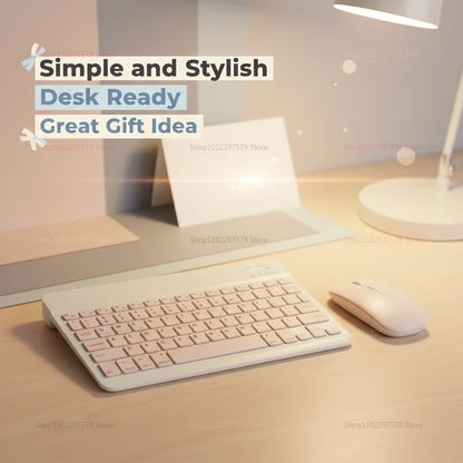 Mini Wireless Bluetooth Keyboard & Mouse Combo – Slim Portable Travel Set for iPad, iPhone, Android Tablets & Phones