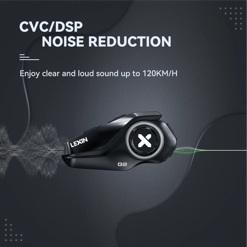 Lexin G2P Motorcycle Helmet Bluetooth Intercom – Hands-Free Communicator for Up to 6 Riders with FM Radio
