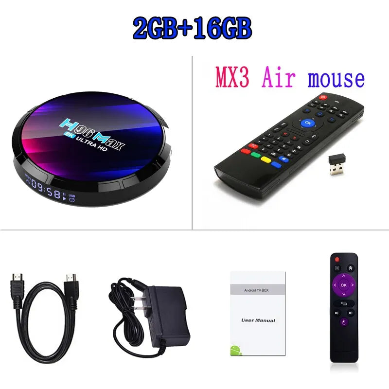 H96MAX Android TV Box RK3528 – 4K & 8K Video, WiFi6, BT5.0, 2.4G/5.8G, Set-Top Box for Streaming and Media Playback