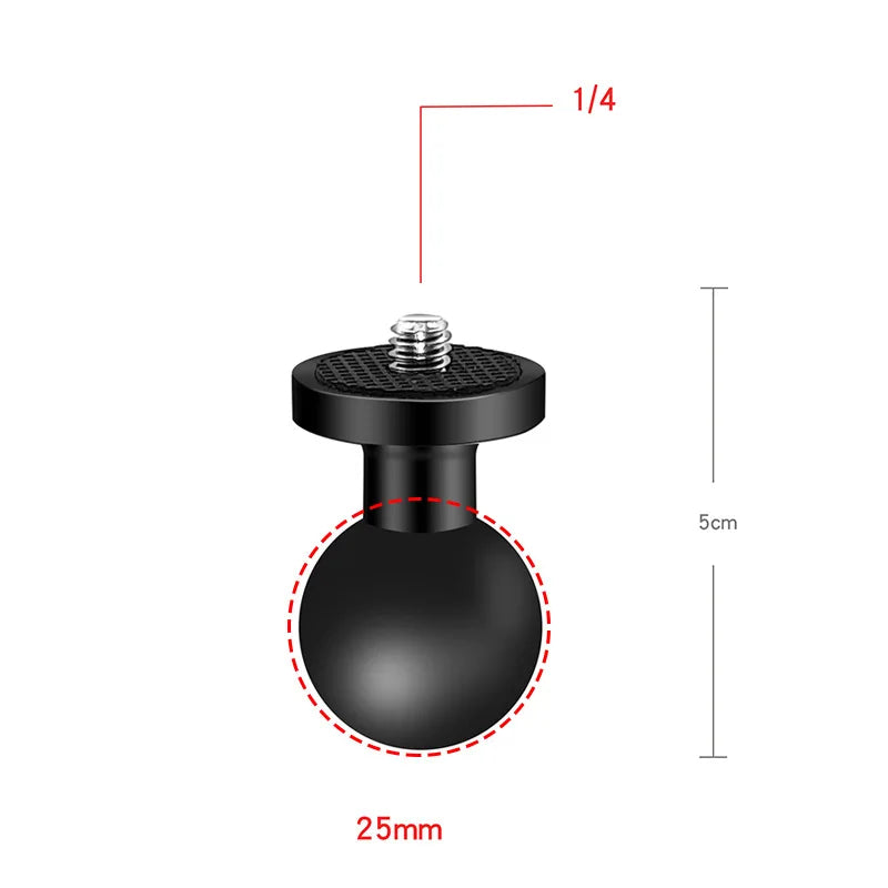 1" Ball Head Adapter Mount for Motorcycle Handlebar – Rearview Mirror Bracket for DJI, GoPro & Insta360 Cameras