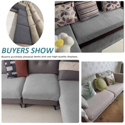 Elastic Jacquard Sofa Cover – Solid Grey Washable Seat Cushion Slipcover Furniture Protector for Sectional Living Room Sofa