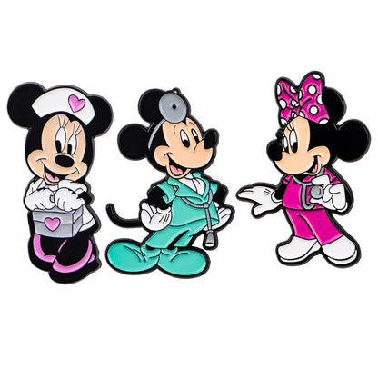 3pcs Mouse Doctor Enamel Pin Set – Medical Badge Brooches for Backpack, Hat, Collar & Lapel, Cosplay Accessories Gift