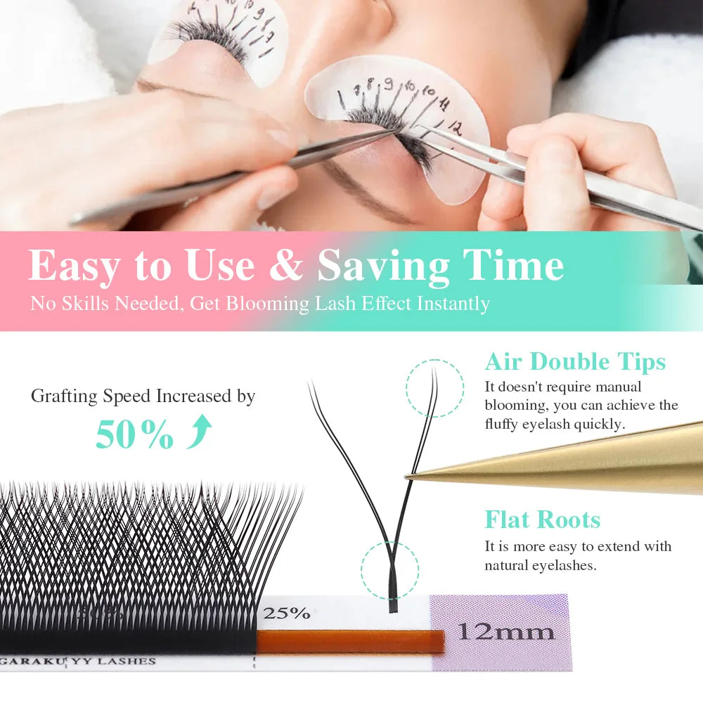NAGARAKU YY-Shape Eyelash Extensions – Double & Triple Split Tips, Interlaced Root Lashes