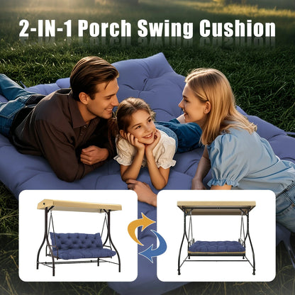 Patio Rocking Chair Cushion - Thick All-Weather Outdoor Seat Pad with Ties & Ergonomic Lumbar Backrest Support