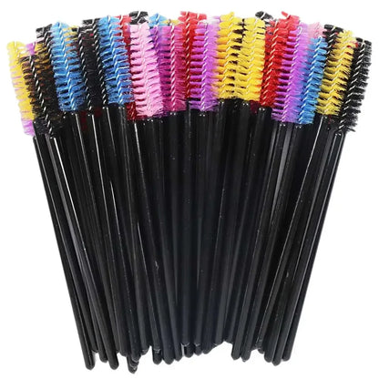 50-Pack Disposable Crystal Eyelash Brush Combs – Professional Eyelash Extension Mascara Wands for Makeup and Beauty Tools