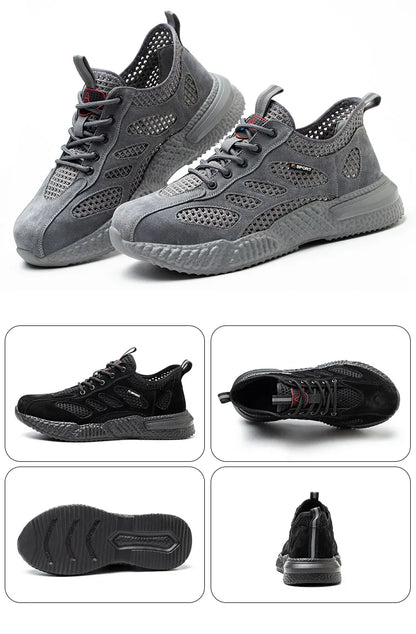 Men’s Summer Work Shoes — Lightweight Breathable Safety Sneakers with Steel Toe Cap