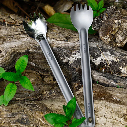 Tiartisan Titanium Long Handle Spork - Ultralight Portable Camping Cutlery for Outdoor Dining