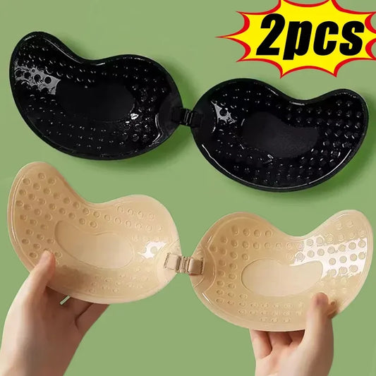 Flaunt Your Style: Invisible Strapless Adhesive Stick Bra - Push-Up Design, Seamless Silicone Nipple Covers, Perfect Lingerie Bralette for Women