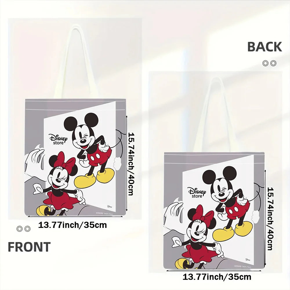 Disney Mickey & Minnie Canvas Tote Bag – Reusable Shopping & Travel Bag, Cute Daily Use Handbag, Ideal Gift for Disney Fans