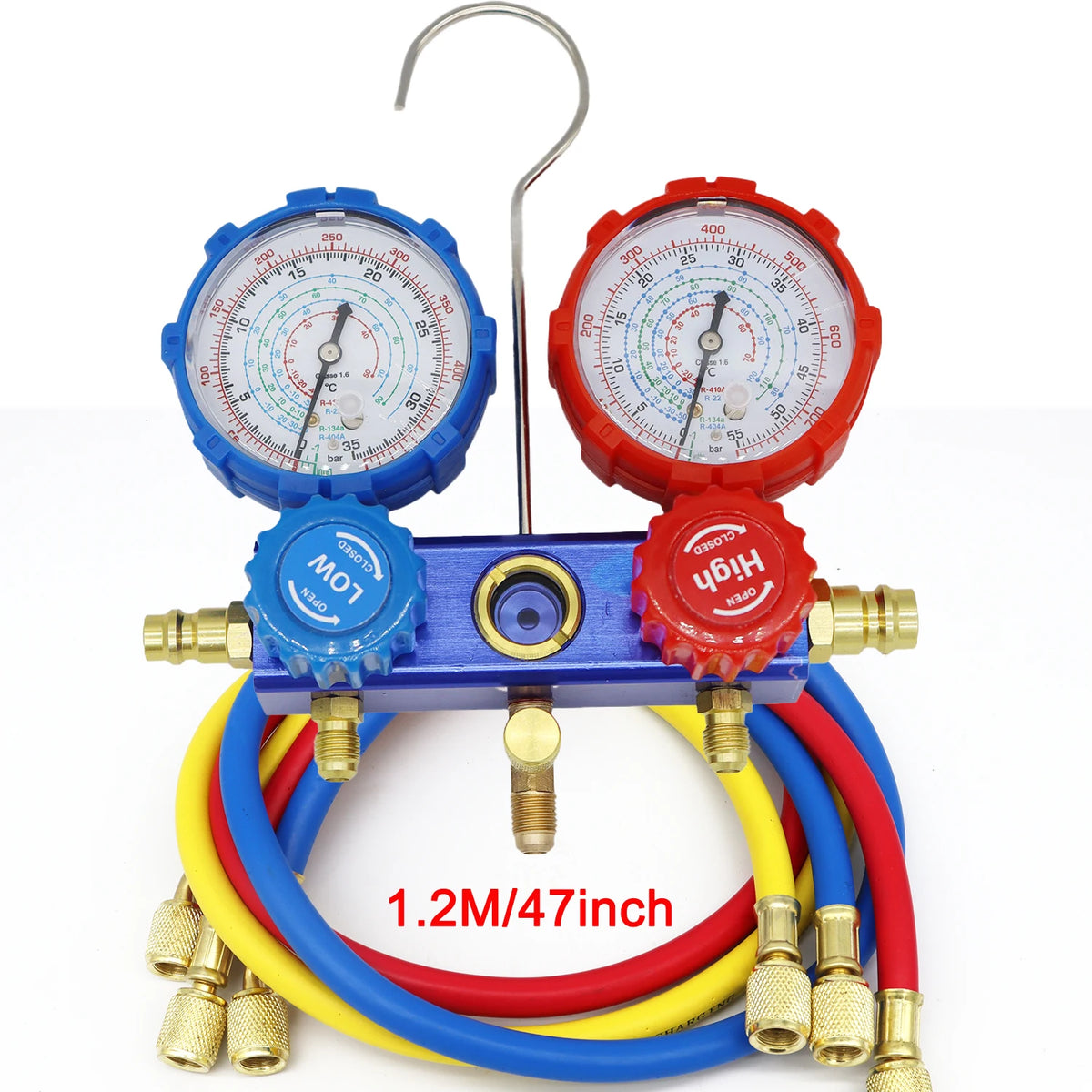 3-Way AC Manifold Gauge Set - HVAC Refrigerant Charging & Diagnostic Tool for R410A R22 R404A R134A