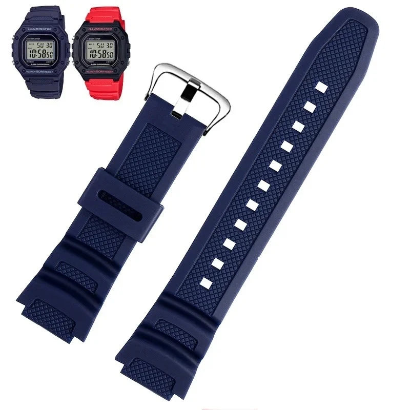 Rubber Silicone Watchband for Casio F-108WH, W-216H, W-218H, W-215, W-752, W-S200H & SGW-400/500H - Waterproof Replacement Watch Strap