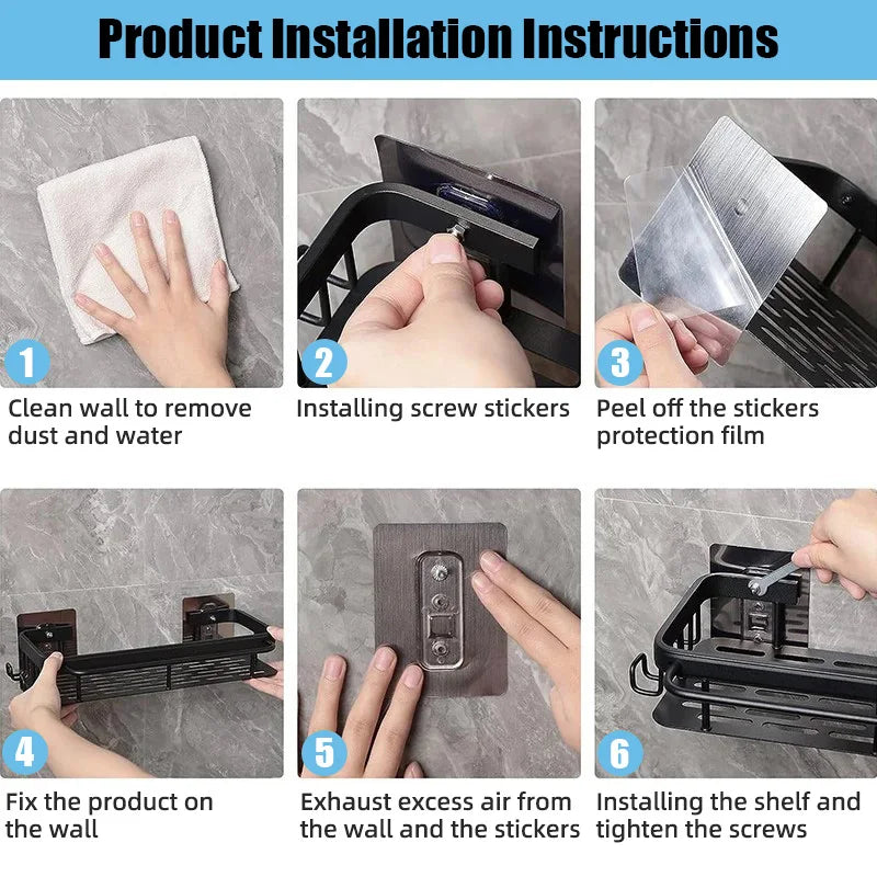 Aluminum Alloy Bathroom Shelf: Makeup Storage Organizer, Shampoo Rack - No Drill Shower Shelf for Bathroom Accessories