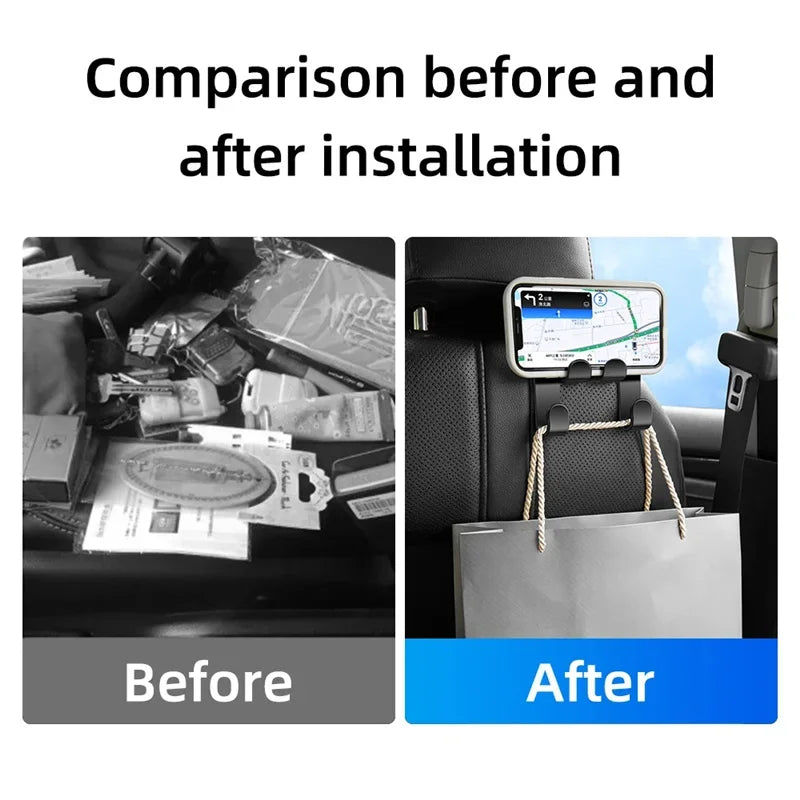 Car Back Seat Hook Phone Holder - Headrest Stand for iPhone, Samsung & All Phones