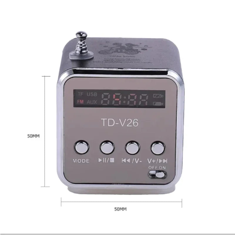 VIKEFON TD-V26 Mini Portable Bluetooth Speaker — TF Card, FM Radio, AUX Stereo Music Player for Outdoor & Party Use