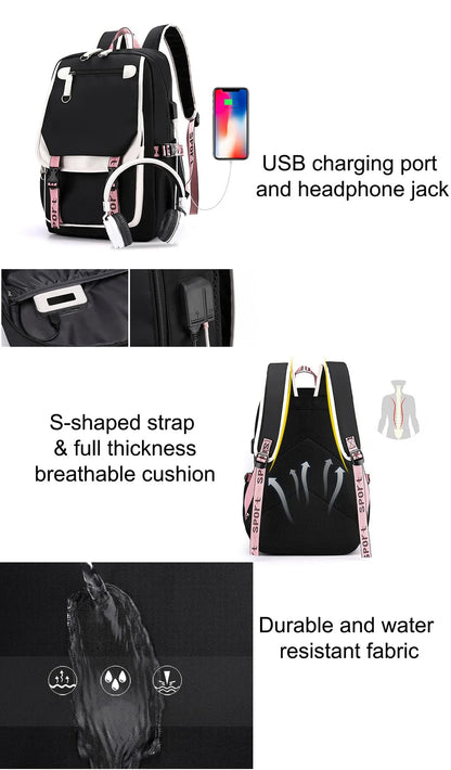 KPop Demon Hunters Print Backpack — Large Capacity School Bag for Rumi, Mira & Zoey Fans, Casual Canvas Travel & Bookbag