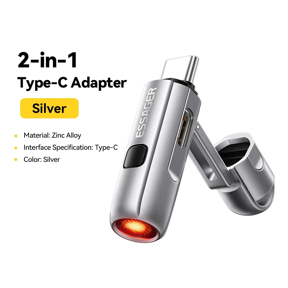 Essager 2-in-1 Type-C Mini Lighter - Portable USB-C Electric Lighter with Air Blowing Function for Outdoor Safety