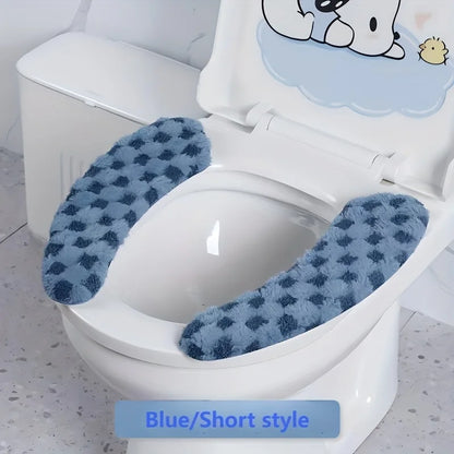 Thick Warm Toilet Seat Cushion Cover – Adhesive, Washable & Reusable Bathroom Mat for Winter Comfort