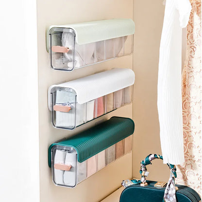 New Wall-Mounted Underwear Sock Storage Box - Large Space-Saving Closet Bra Garments Holder Bin Drawer Case with Multiple Compartments