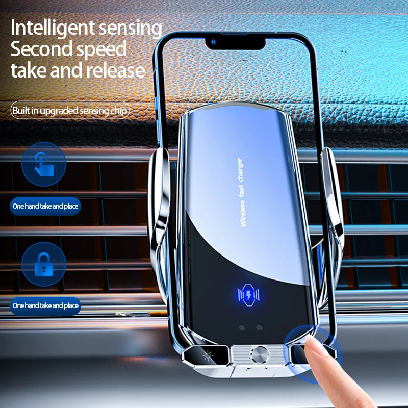 Car Magnetic Cell Phone Holder & Wireless Charger - 360° Rotatable Mount for iPhone 14, Xiaomi, GPS Support