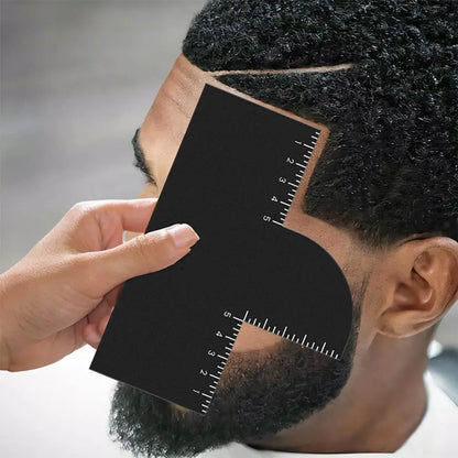 1/2Pcs Men’s Hair Styling Template – Barber Haircut Card with Measurement Indicator & Beard Lineup Guide