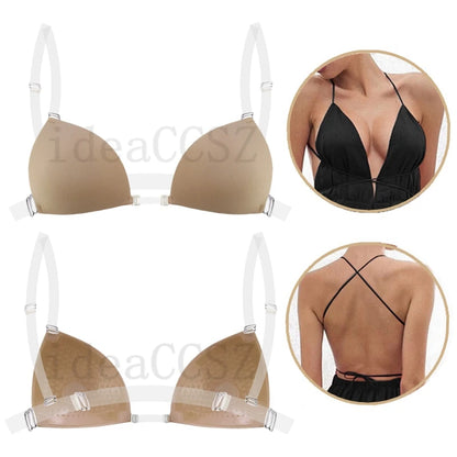 Deep U-Plunge Sticky Bra - Invisible Adhesive Silicone Bra for Backless Wedding Dresses and Low-Cut Outfits