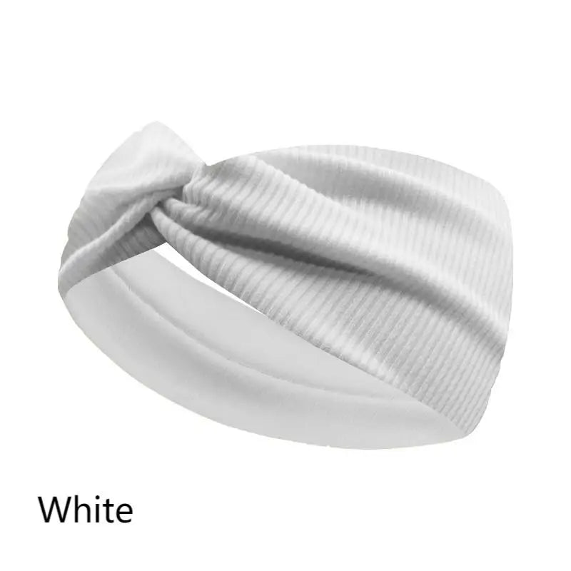 Silky Threaded Fabric Twist Headband – Elastic Yoga, Workout & Running Hair Bands for Women & Girls