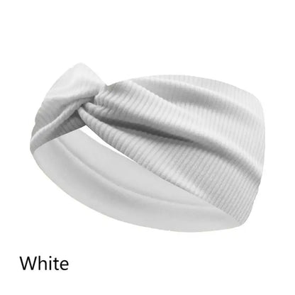 Silky Threaded Fabric Twist Headband – Elastic Yoga, Workout & Running Hair Bands for Women & Girls