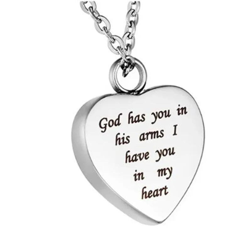 Custom Stainless Steel Heart Cremation Urn Necklace – Memorial Ash Keepsake Pendant with Funnel Fill Kit