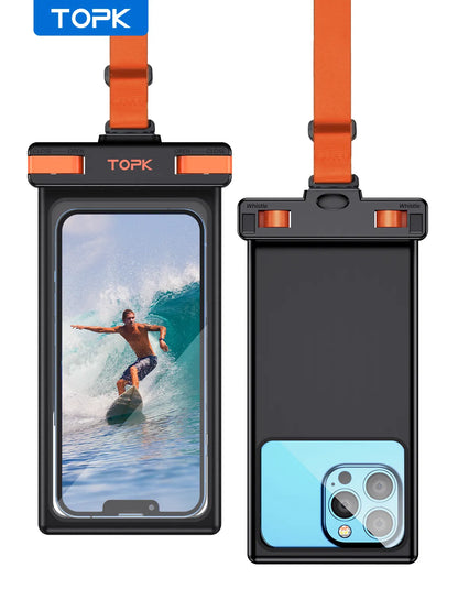 TOPK Waterproof Phone Pouch: IPX8 Underwater Screen Touchable Case for Mobile Phones Up to 7.0 inches