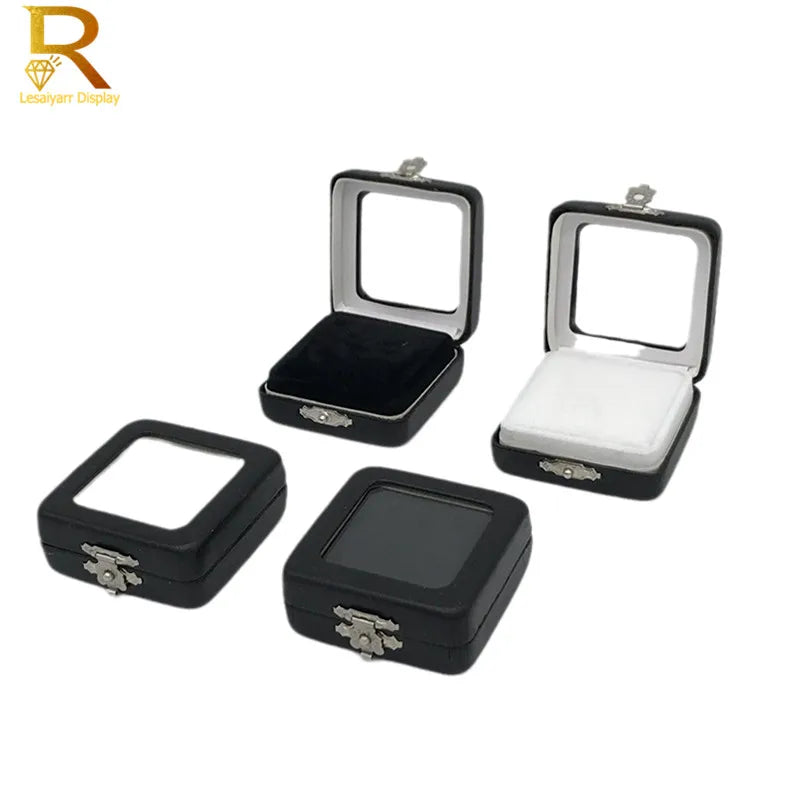 PU Leather Loose Diamond & Gemstone Display Box – Jewelry Storage Organizer Case with Black/White Pad for Beads, Pendants & Stones