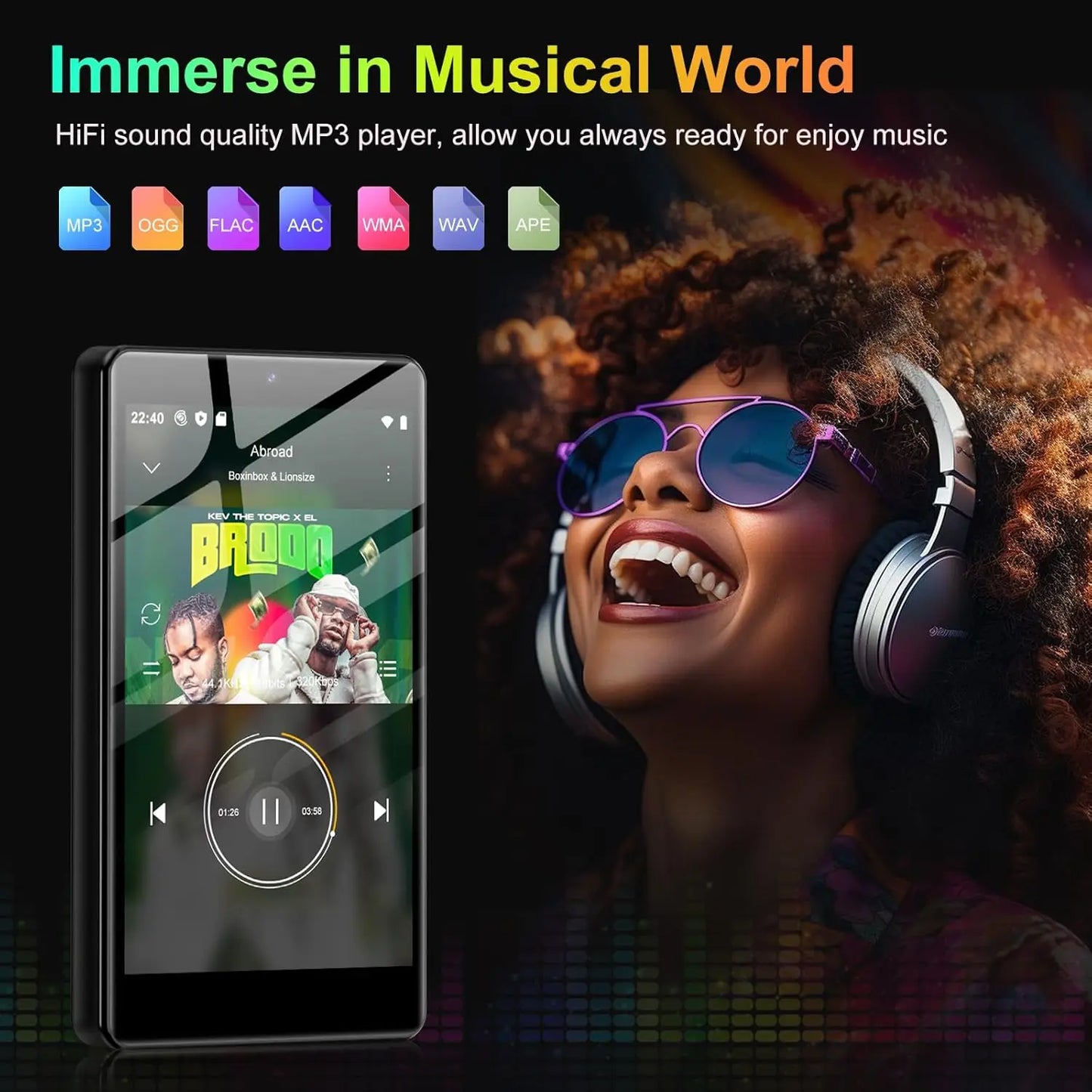 Android 13 MP3 Player - Bluetooth 5.0 WiFi Music Player with Spotify, Camera, Speakers & Touchscreen