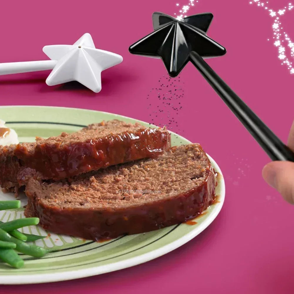 Magical Star Wand Salt & Pepper Shakers - Portable and Refillable Seasoning Dispenser Set for Kitchen, Dining, and BBQ
