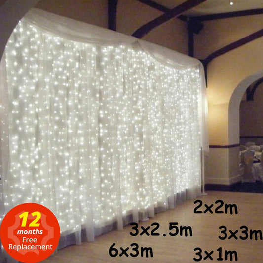 LED Icicle String Lights – 3x3/6x3/10x3m Christmas Fairy Lights Garland for Wedding, Party, Curtain & Garden Outdoor Decoration