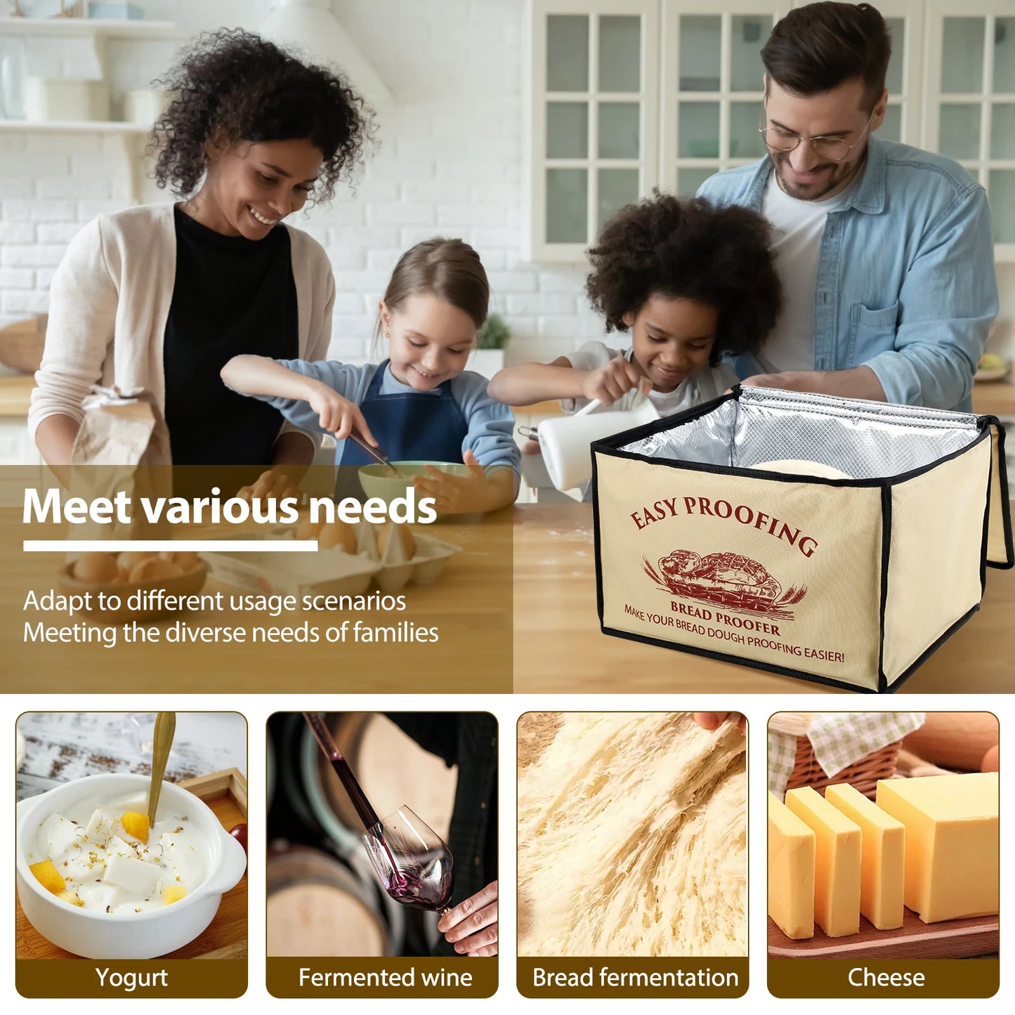 Versatile Dough Proofer with Heater – Temperature-Controlled, Collapsible Dough Proofing Box with Timer for Bread Making