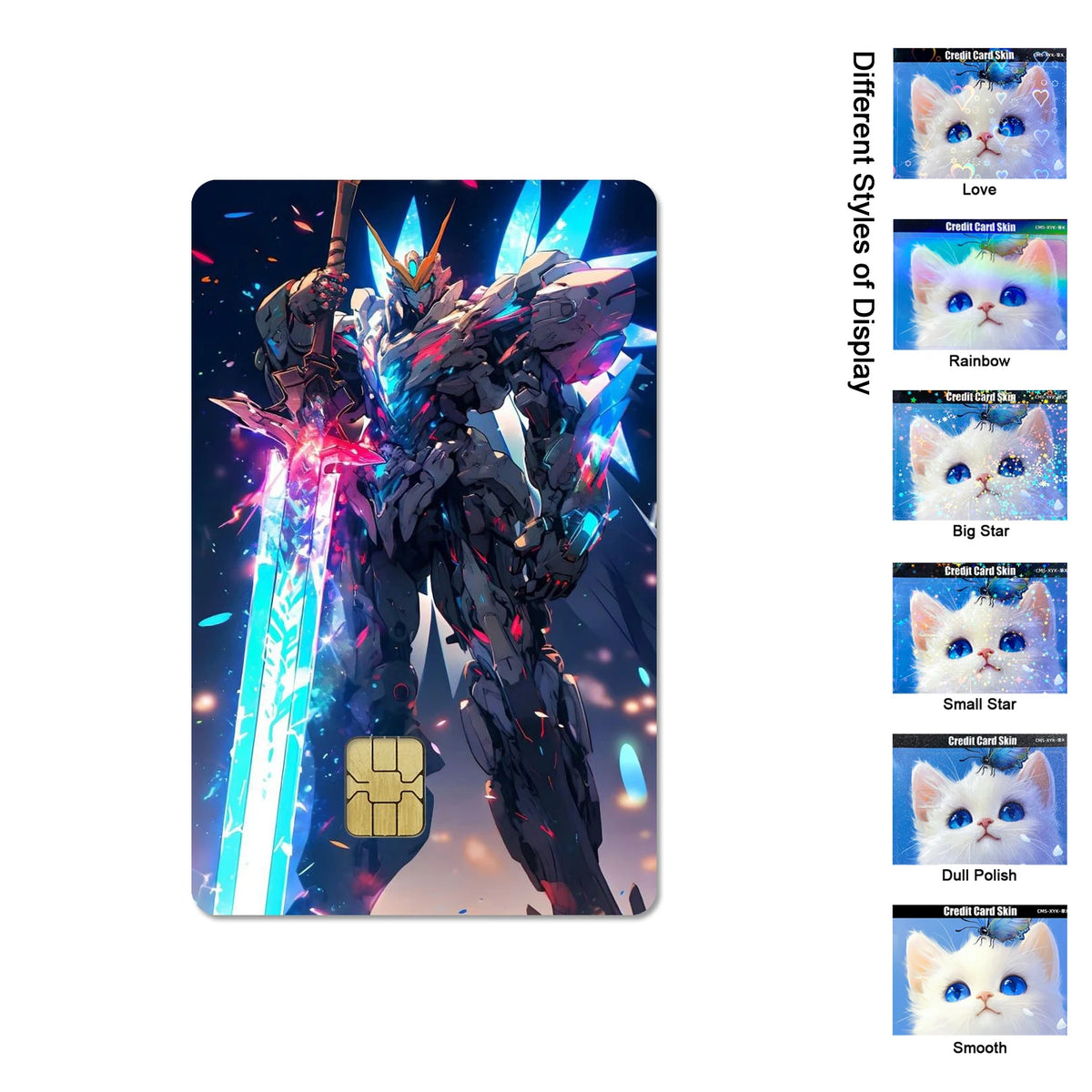 Gundam RX-78-2 & ZGMF-X19A Card Stickers - 2.5D HD Matte Waterproof PVC Skins for Credit and Debit Cards