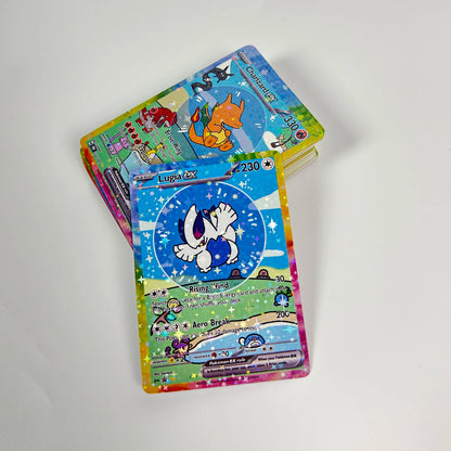 55PCS Holographic Pokémon Cards - Cute Anime DIY Proxy Collection with Eevee & Charizard
