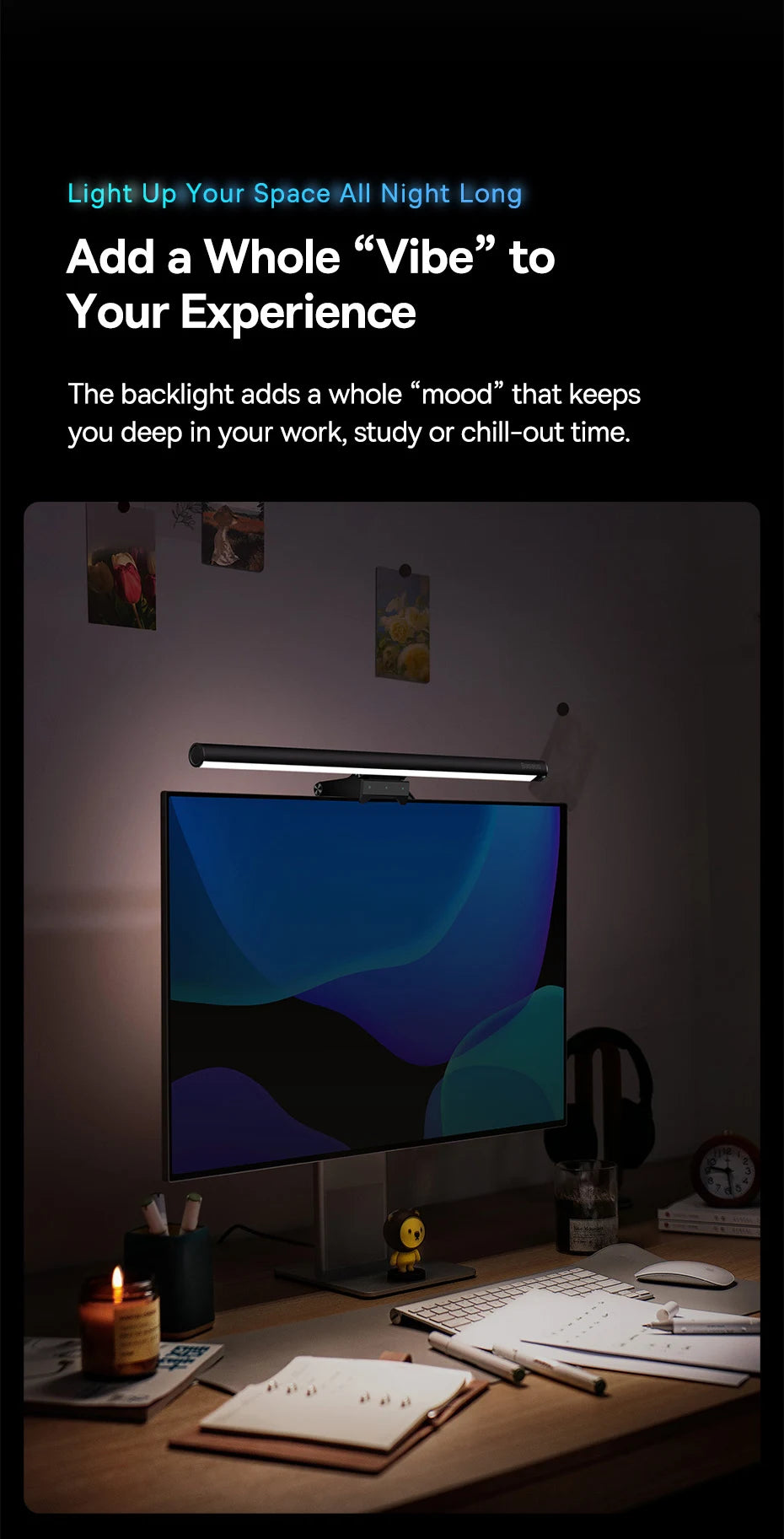 Baseus Screen Light Desk Lamp – USB Hanging LED Light for Computer Monitor, Laptop, and Study Reading