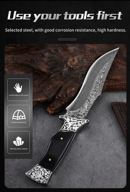 Portable Outdoor Knife – Sharp Straight Blade for Fishing, Camping, and Field Use
