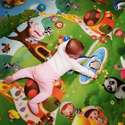 Double-Sided Baby Play Mat - Soft Animal-Themed Educational Rug for Toddler Crawling, Floor Play, and Sensory Activities