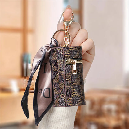Plaid Mini Coin Purse - Compact Keychain Pendant Bag for Coins, Earbuds & Small Essentials