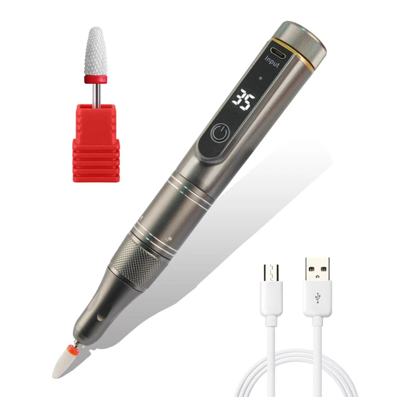 35000RPM Rechargeable Nail Drill Machine – Portable Cordless Manicure E-File for Cuticle & Nail Polishing