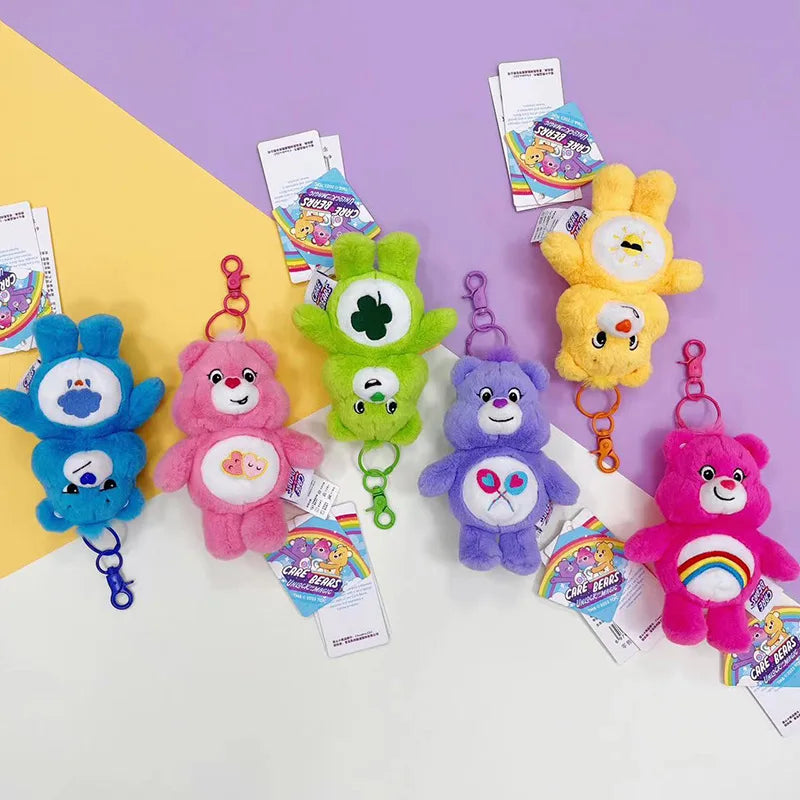 Care Bears Rainbow Plush Keychain - Kawaii Sound Toy Bag Charm & Birthday or Christmas Gift