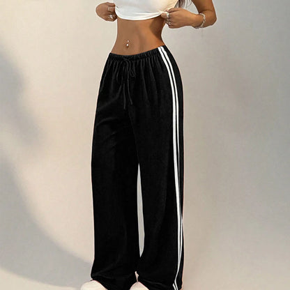 New Women’s Summer Pants – Versatile Straight Loose Casual Slim Streetwear Trousers with Stripes