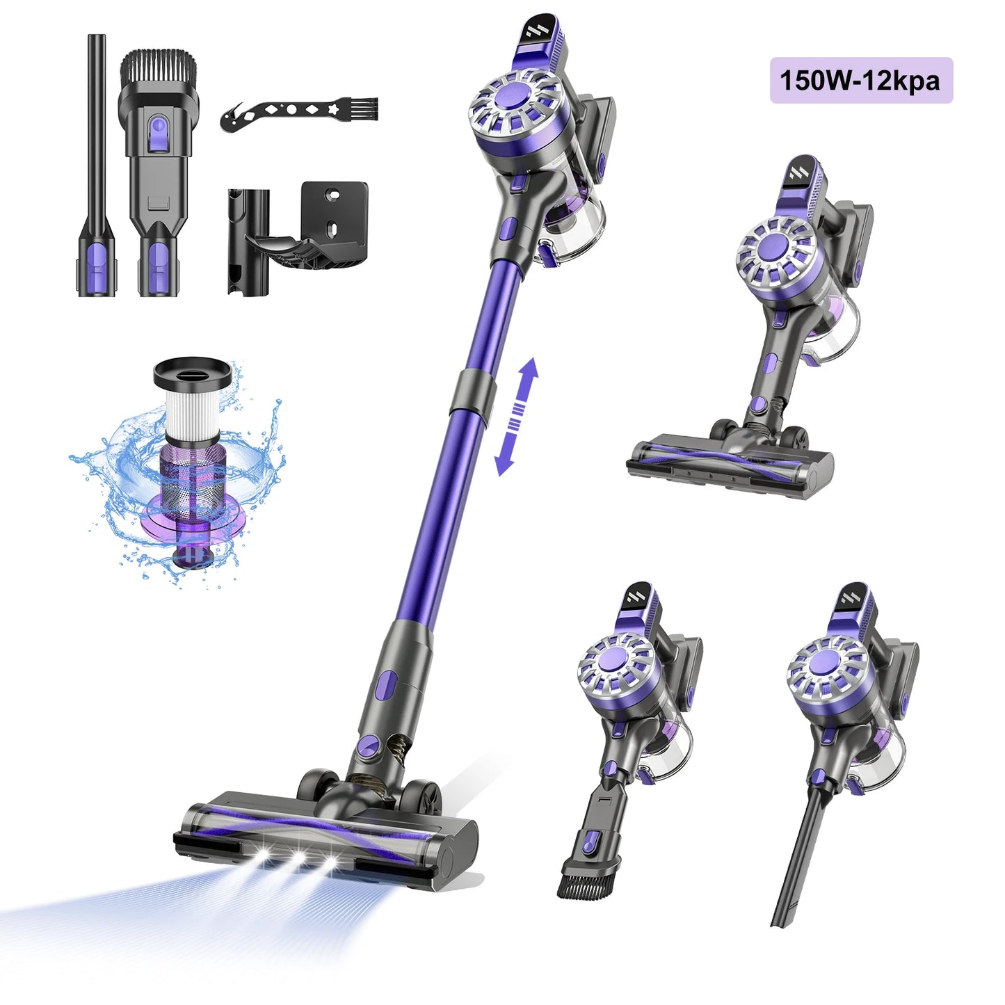 GOOVI V07 Cordless Handheld Vacuum Cleaner - 100KPA Suction Power, 180W, 0.9L Dust Cup, for Pet and Home Cleaning