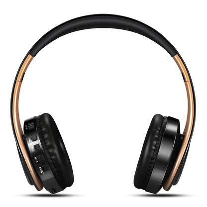 Men’s Gift Gold Wireless Headphones – Bluetooth Stereo Earphones with Built-in MIC, 3.5mm Jack for Xiaomi, Samsung, iPhone