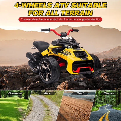 12V Kids 3-Wheel ATV Ride-On Toy – Battery-Powered Electric Vehicle with Lights & Music for Ages 3-8