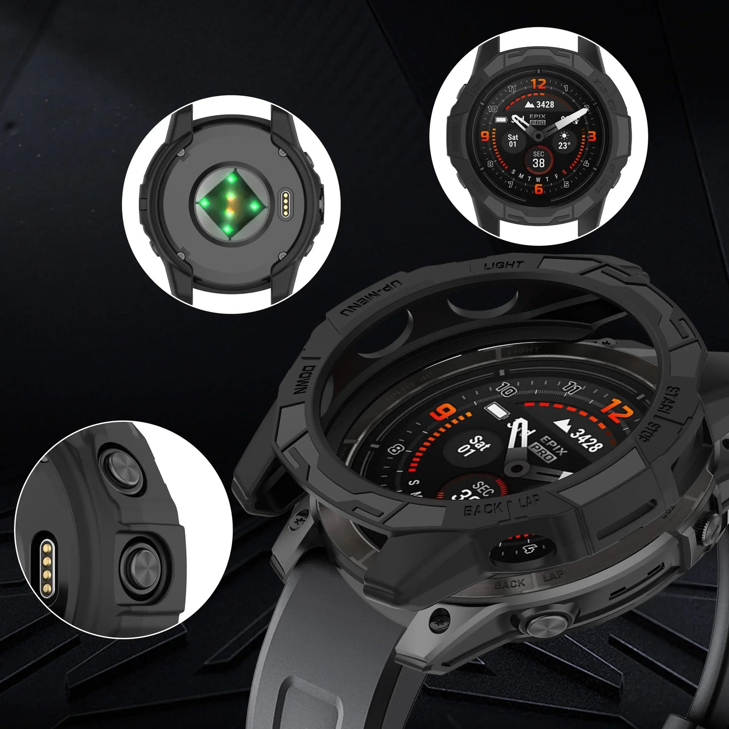 Hollow Protective Silicone Case for Garmin — Bumper Cover for Fenix 7/7S/7X and Epix Pro (42mm, 47mm, 51mm)