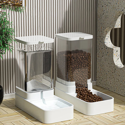 HOOPET Automatic Dog & Cat Feeder — Transparent Water Bowl & Food Storage Dispenser for Puppies and Kittens