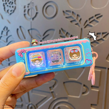 Monchhichi Keycap Clicker Keychain - Anti-Stress Fidget Toy, Cute Keyboard Key Cap and Squishy Bag Charm